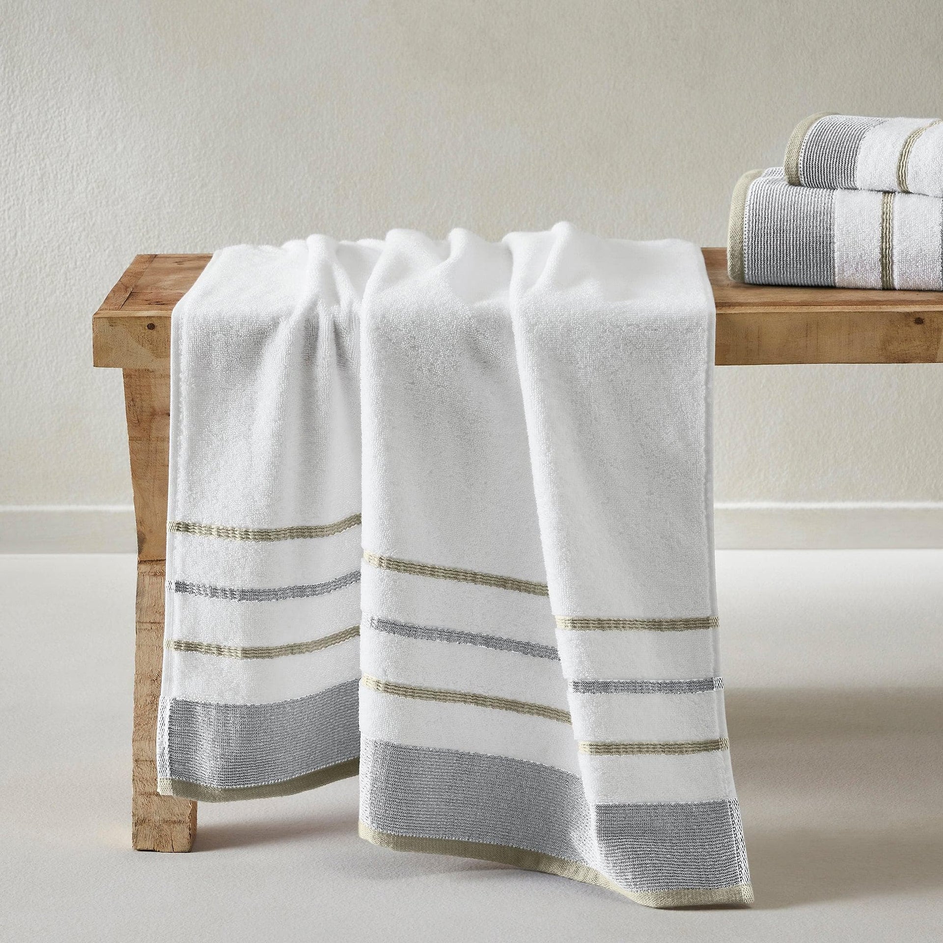Decorative Cotton Stripe Bath Towel Set - Noelle Collection