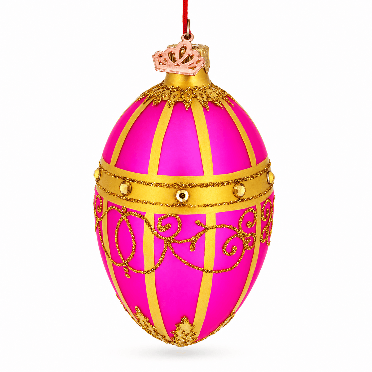 1899 Rose Quartz Royal Egg Glass Ornament 4 Inches