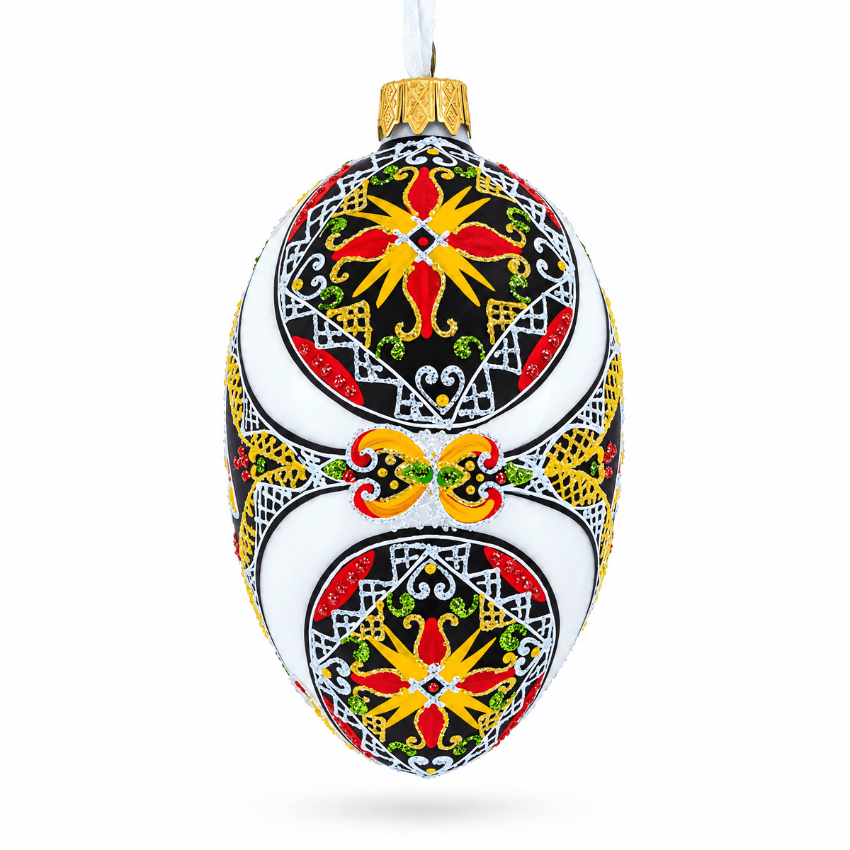 The Horse Ukrainian Glass Egg Ornament 4 Inches