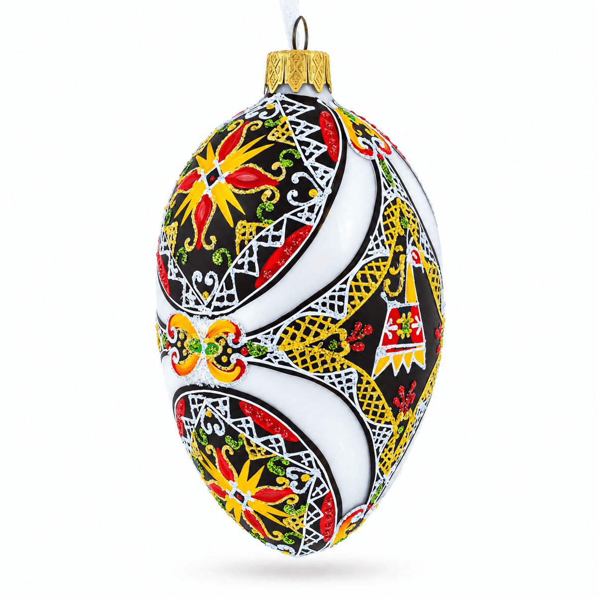 The Horse Ukrainian Glass Egg Ornament 4 Inches