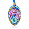 Multi Color Flowers Glass Egg Ornament 4 Inches