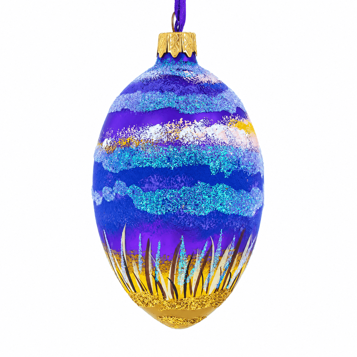 The Rising Cross Egg Glass Ornament 4 Inches