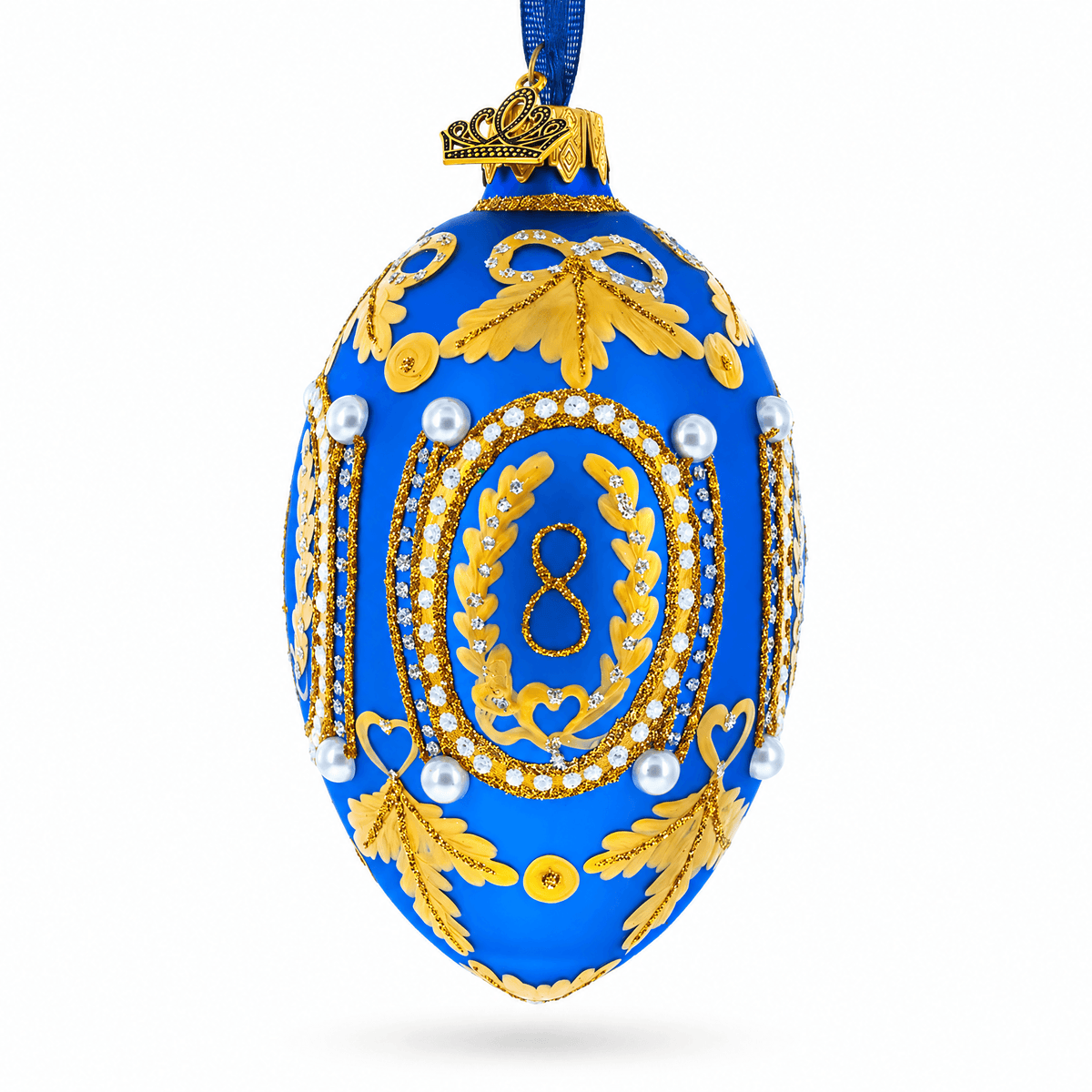 1893 Caucasus In Blue Royal Egg Glass Ornament 4 Inches