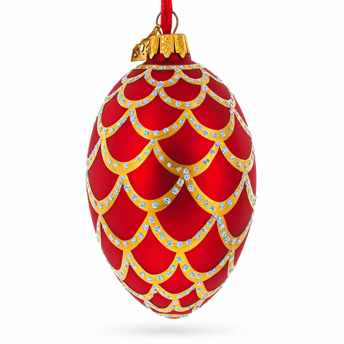 1900 Pine Cone In Red Royal Egg Glass Ornament 4 Inches
