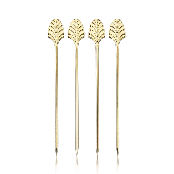 Art Deco Cocktail Picks in Gold Set of 4