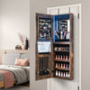 42.5 Inches Lockable Jewelry Mirror Wall Cabinet with 3-Color LED Lights-Rustic Brown