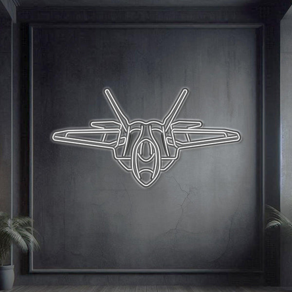 F-22 Raptor Angle Metal Neon Aircraft Wall Art - NCN0039