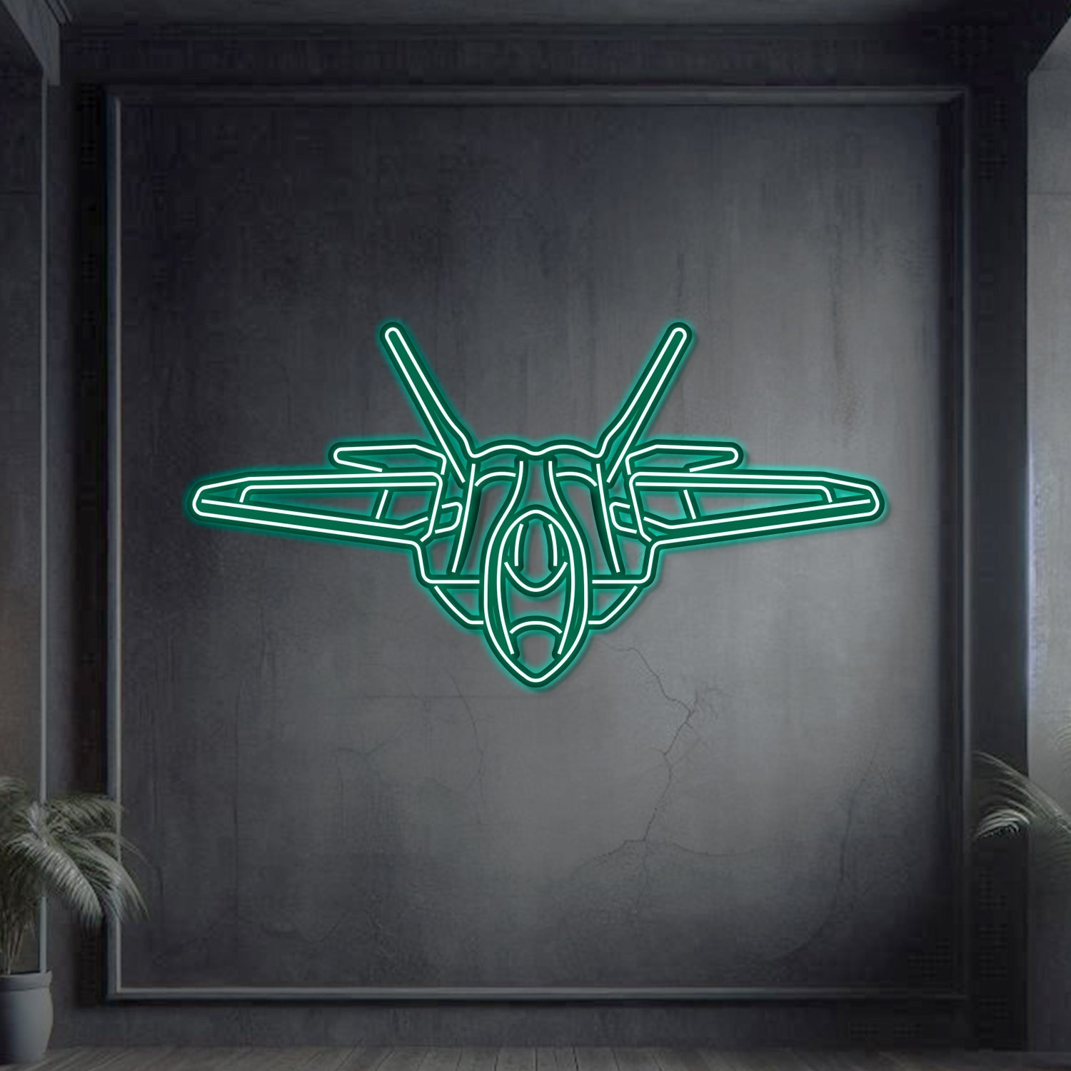 F-22 Raptor Angle Metal Neon Aircraft Wall Art - NCN0039