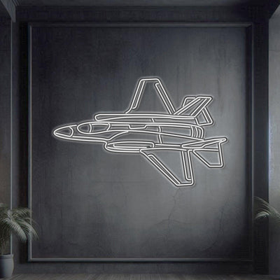 F-35A Lightning II Angle Metal Neon Aircraft Wall Art - NCN0042