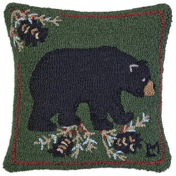 Lodge Bear Hooked Wool Pillow - Gifts for You 'n Me