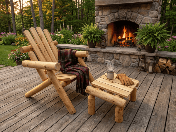 Log Wooden Deck Chair