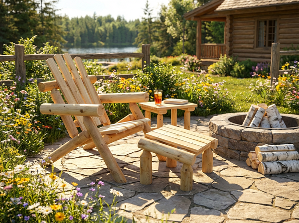 Log Wooden Deck Chair