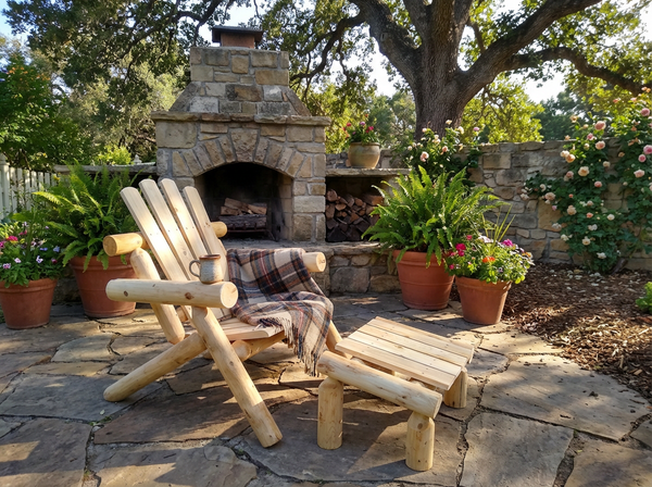 Log Wooden Deck Chair