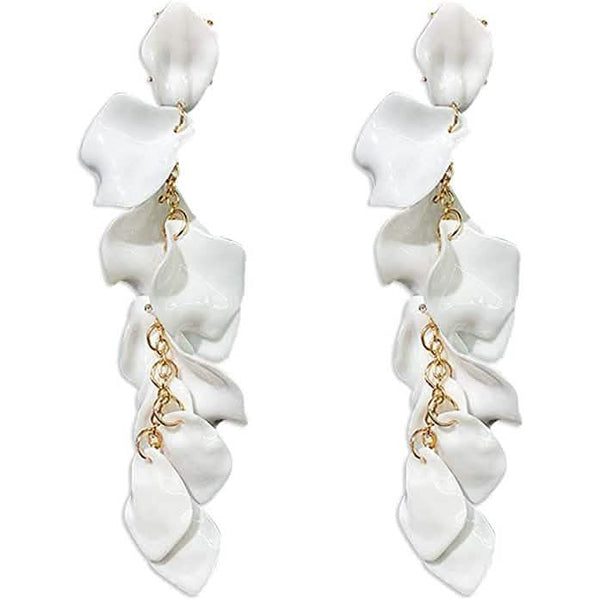 Long Acrylic Rose Petal Earrings