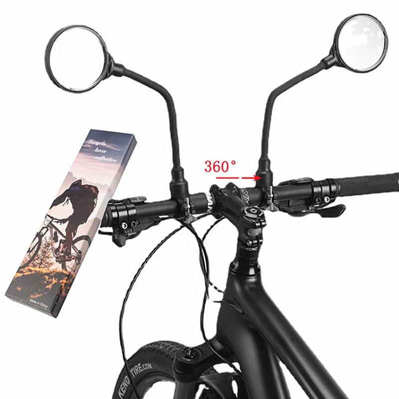 Long Bicycle Rearview Handlebar Round Mirrors For Mountain Road Bike Motorcycle Bendable Hose Adjustable Rearview Mirror Bicycle Rear View Mirrors With Wide Angle Acrylic Convex Safety Rotatable Bicycle Mirror