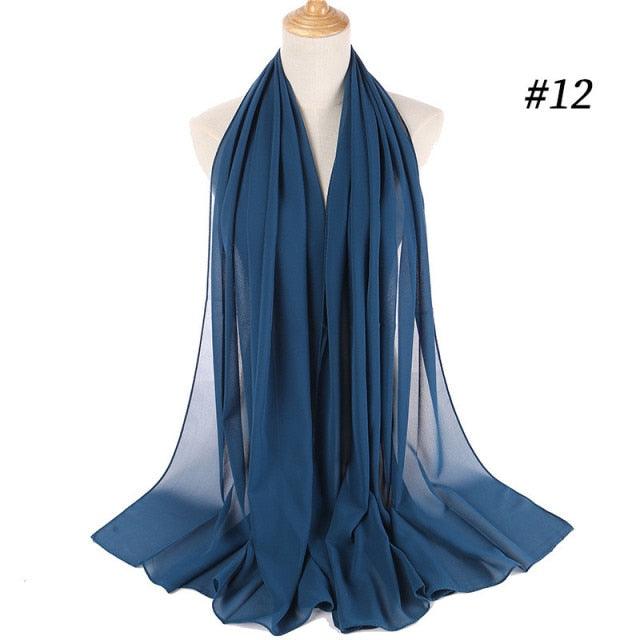 Long Lightweight Soft Solid Color Chiffon Scarfs Muslim Headscarf Hijab Scarf Shawls Wraps Hijab For Women 70*180cm