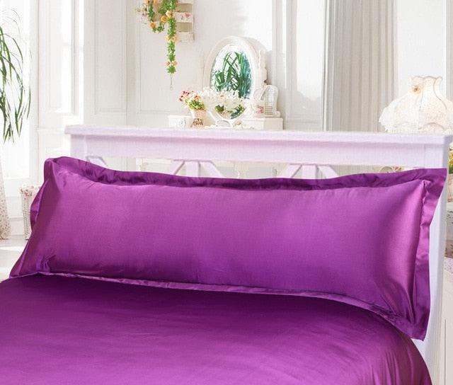 Long Pillowcase Brown Solid Pillow Case Cover Silk Satin Fabric Pillow Cover Soft Grey Satin Body Pillow Pillowcase Silky Long Pillow Case Home Textile For Bedroom