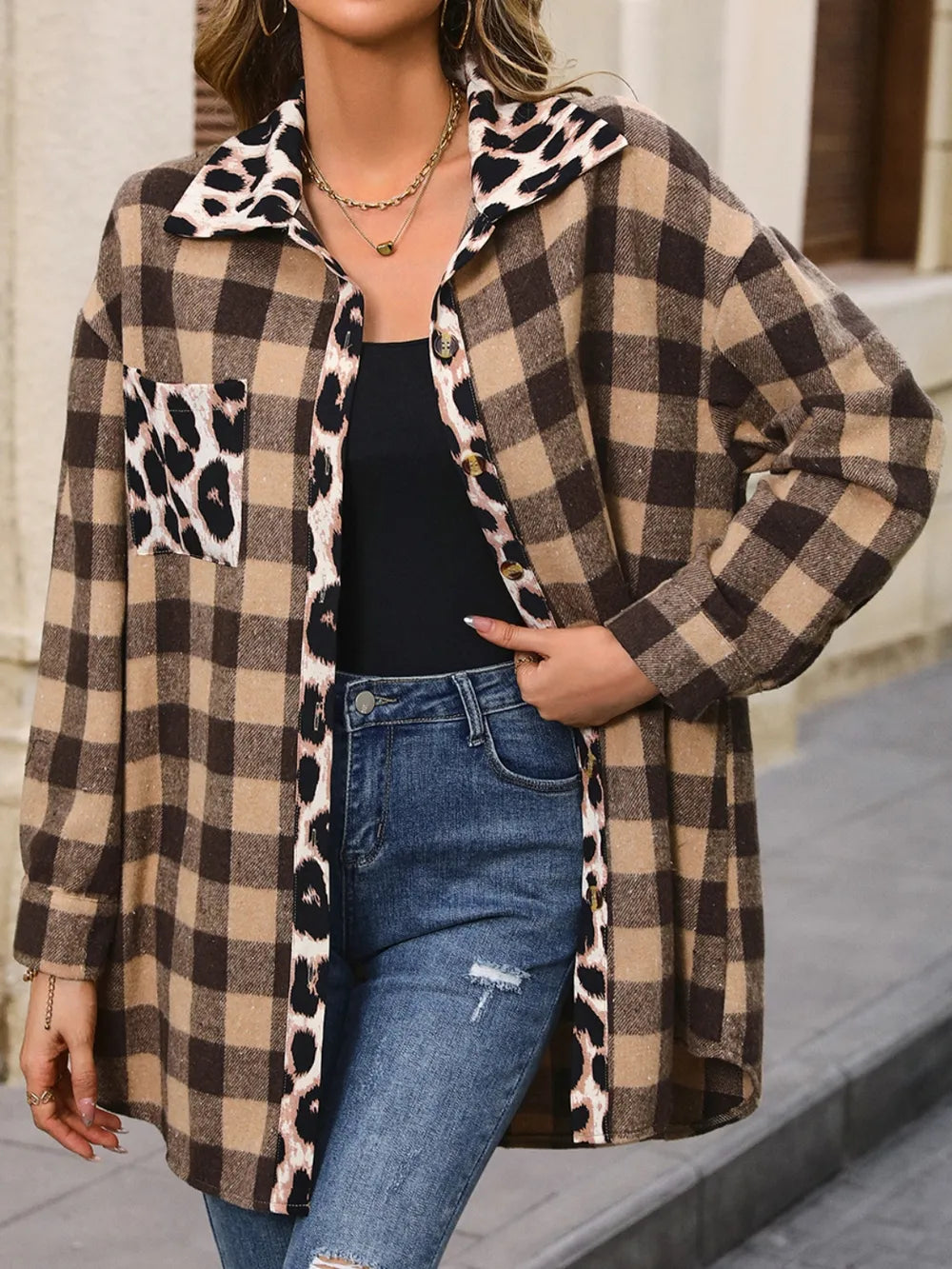 Loose casual plush plaid jacket jacket