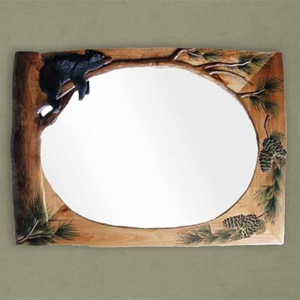 Lounging Bear Hand Carved Mirror - Gifts for You 'n Me