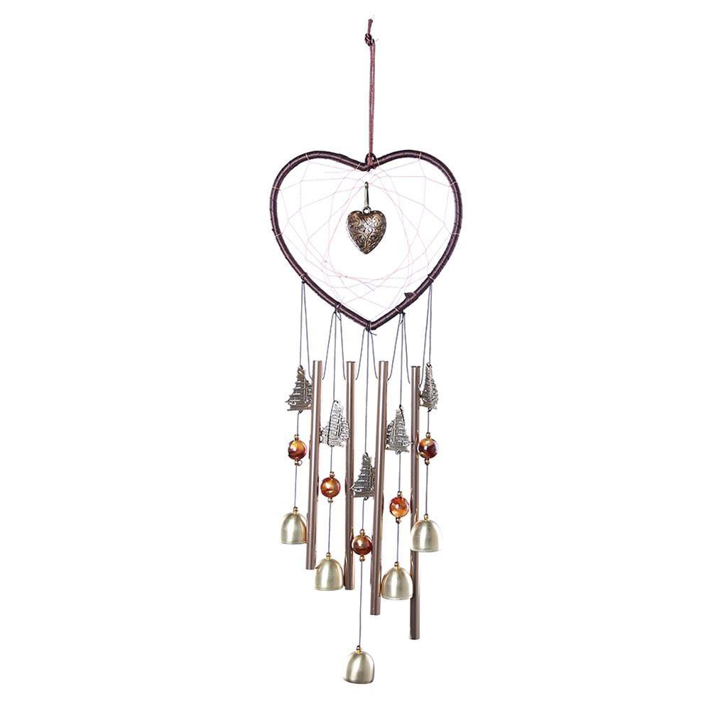 Love Shape Wind Chimes Metal Tube Bell Wind-chimes Decor Hanging Ornaments Dream-catcher Home Garden Decor Hanging Ornaments Craft Gifts For Mom Birthday Celebration