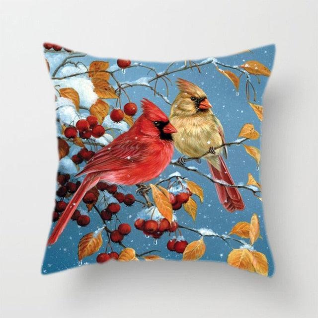 Lovely Bird Polyester Cotton Cushion Cover Bird On The Tree Accent Decorative Throw Pillow Case Hand Painted Cushion Cover Cute Bird Pillow Shells Flower Pattern Pillow Covers Decorative For Sofa Bed Living Room Luxury New Stylish Pillows 45x45cm