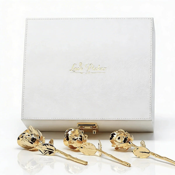 NEW - Engraved 3 Gold Dipped Roses 7