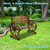 Rustic Wooden Wagon Wheel Garden Bench