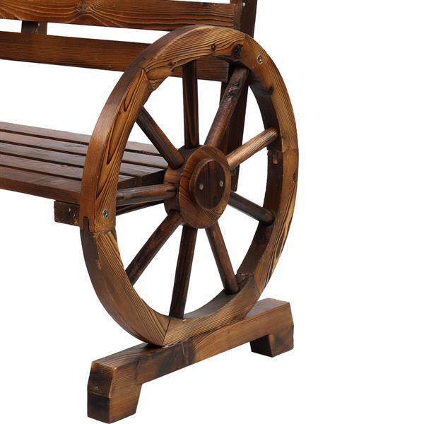 Rustic Wooden Wagon Wheel Garden Bench