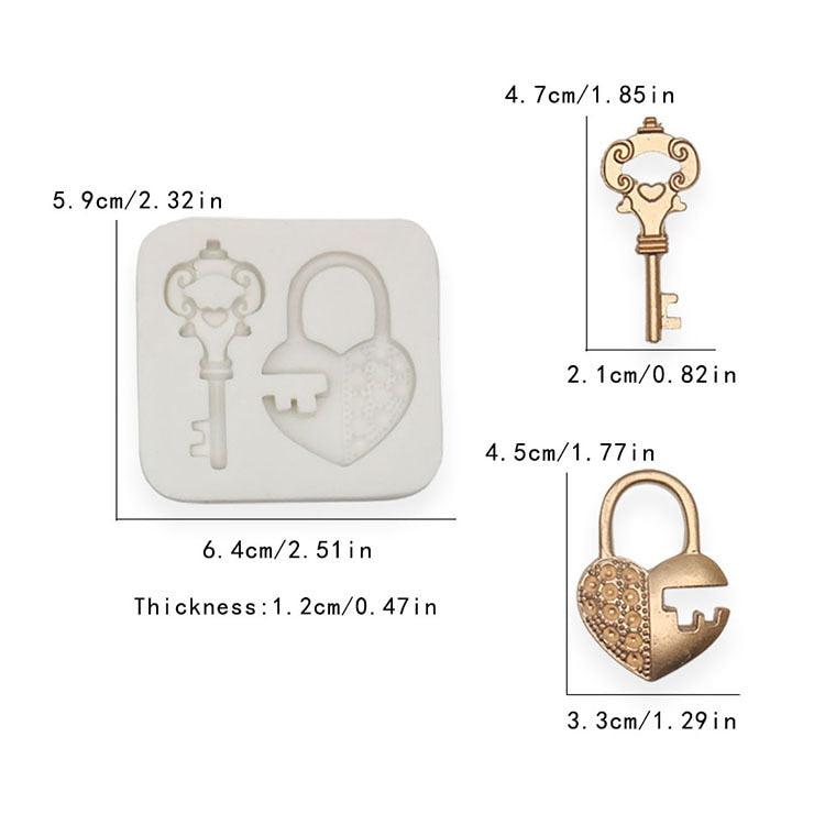 Loving Heart Lock Key Silicone Mold For Chocolate Candy Cake Decoration Plaster Ornaments Fondant Mould Kitchenware Baking Heart Lock Key Silicone Mold