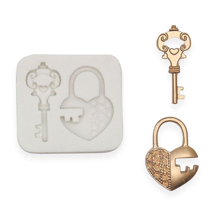Loving Heart Lock Key Silicone Mold For Chocolate Candy Cake Decoration Plaster Ornaments Fondant Mould Kitchenware Baking Heart Lock Key Silicone Mold
