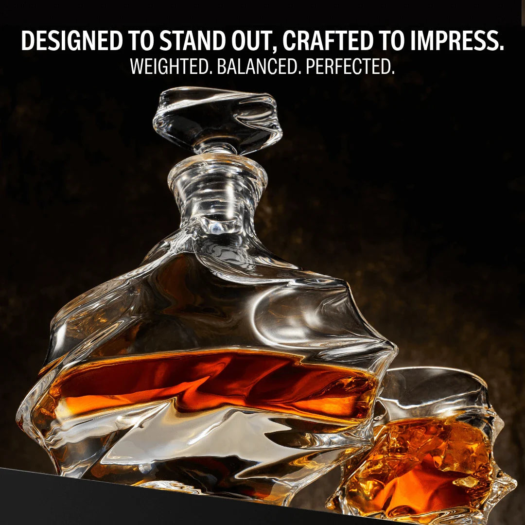 Storm Japanese Crystal Whisky Glasses & Decanter Set TsukiGlass