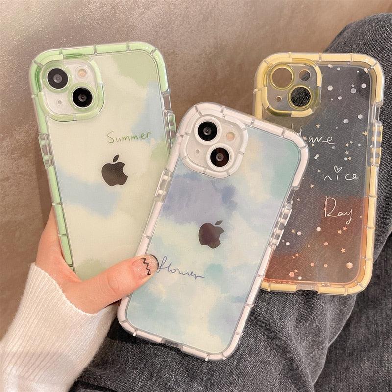 Luminous Art Abstract Phone Case For iPhone 13 12 11 Pro Max Transparent Silicone Shockproof Bumper Cover  Floral Girly Transparent Phone Case Glow In Dark iphone case
