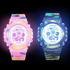 Luminous Camouflage Kids Watches LED Colorful Flash Digital Waterproof Alarm Date Week Digital Sport Watch For Boys Girls Kid Waterproof Electronic Multi Function Casual Outdoor Watches