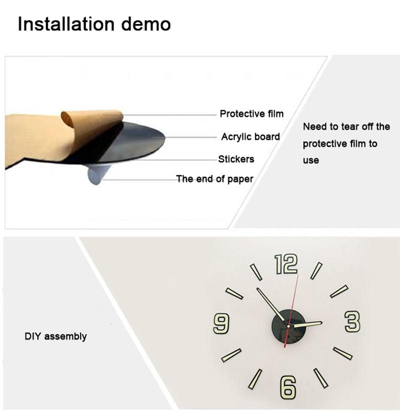 Luminous Clock Home Simplicity Silent Fashion Wall Clock Analog Timekeeper for Home Living Room Bedroom Office Battery-Powered Modern House Decoration Silent Clock Decor with Number Sticker  Living Room Creative Wall Stickers Bedroom Wall Clock