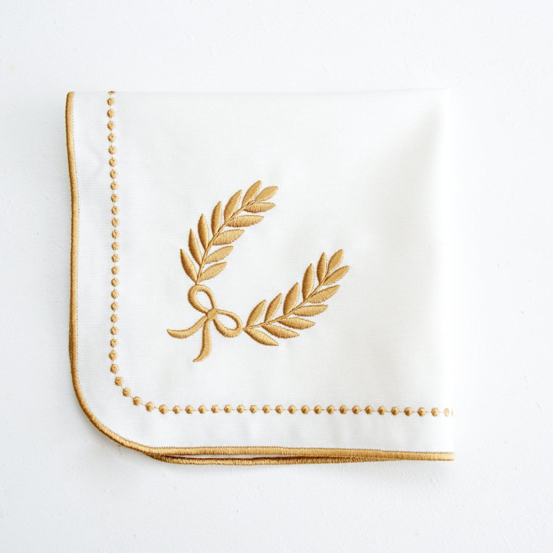 SPRING TABLE DECOR – LUNA IVORY GOLD TRIM PLACEMAT & NAPKIN SET