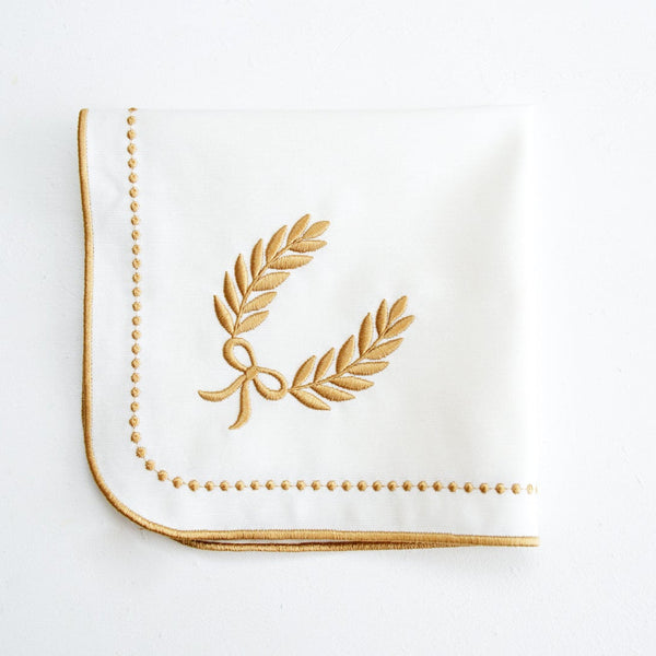 SPRING TABLE DECOR – LUNA IVORY GOLD TRIM PLACEMAT & NAPKIN SET