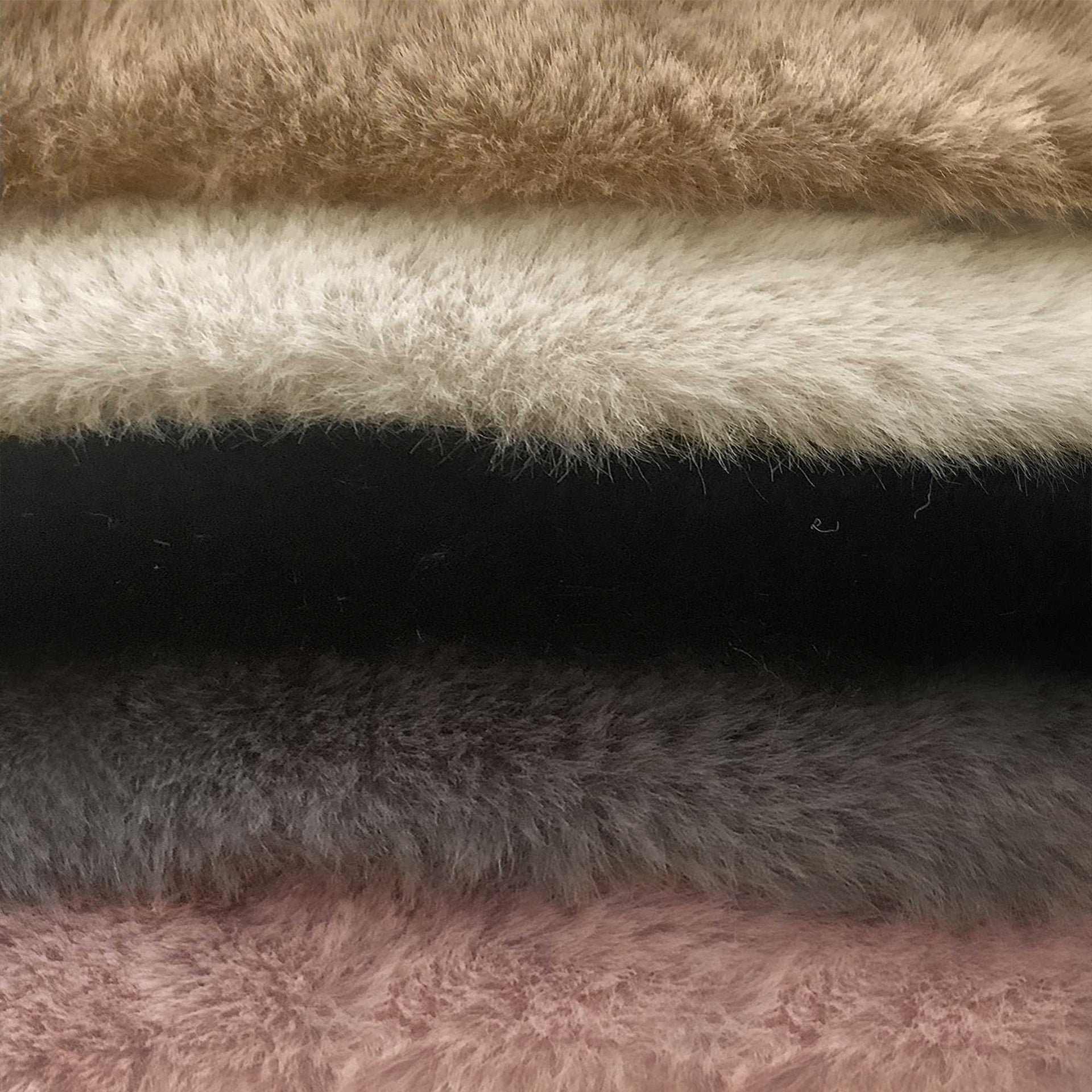 Luxe Faux Rabbit Fur Rectangular Rug 5' x 8' - Ivory