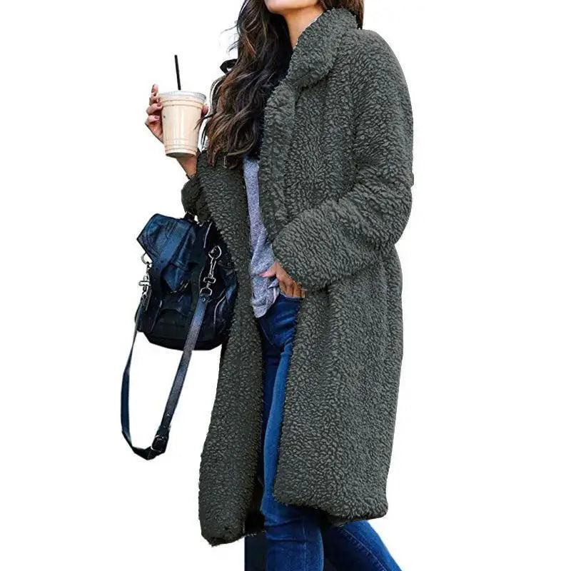 Luxurious Autumn Winter Jacket Female Coat Solid Color Fleece Coats Casual Outerwear Warm Soft Cardigan Fur Jackets For Female Clothes