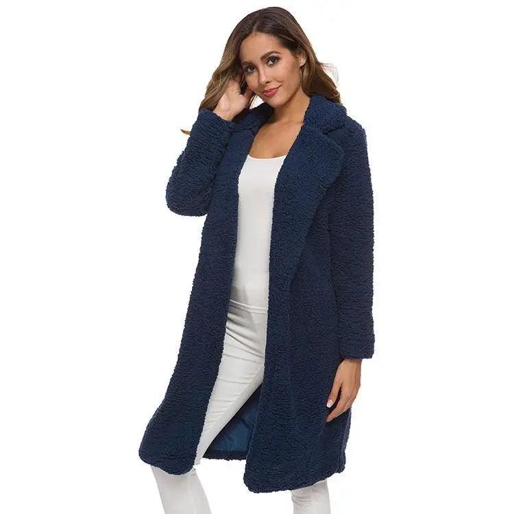 Luxurious Autumn Winter Jacket Female Coat Solid Color Fleece Coats Casual Outerwear Warm Soft Cardigan Fur Jackets For Female Clothes