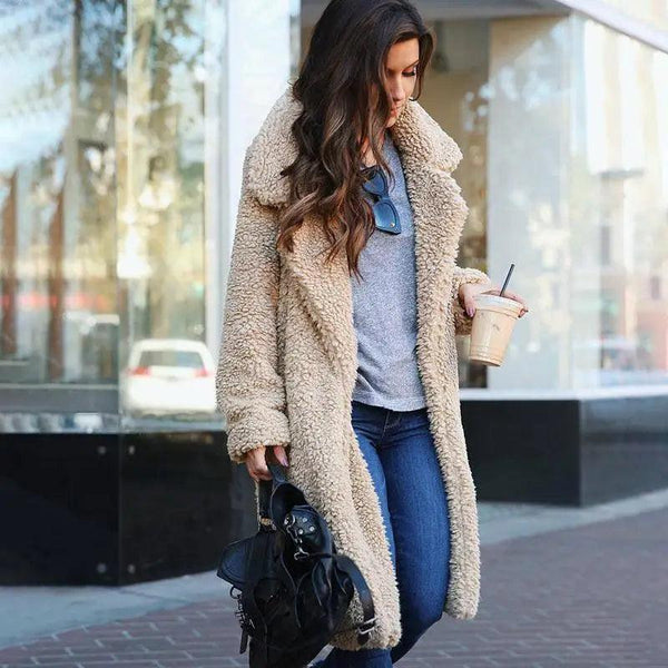 Luxurious Autumn Winter Jacket Female Coat Solid Color Fleece Coats Casual Outerwear Warm Soft Cardigan Fur Jackets For Female Clothes