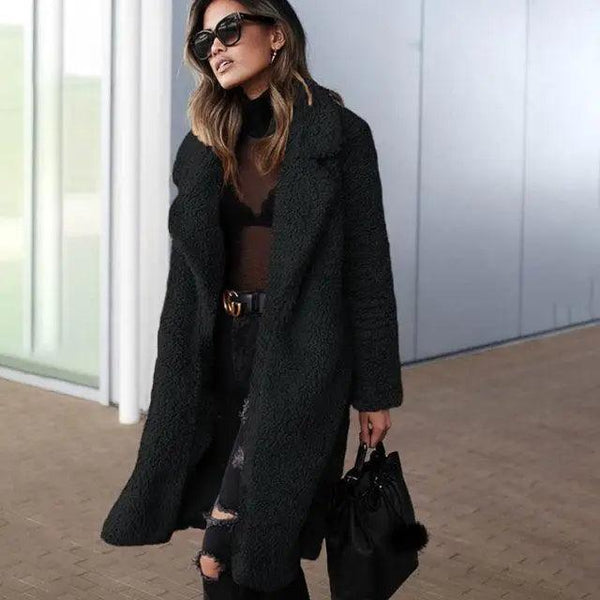 Luxurious Autumn Winter Jacket Female Coat Solid Color Fleece Coats Casual Outerwear Warm Soft Cardigan Fur Jackets For Female Clothes