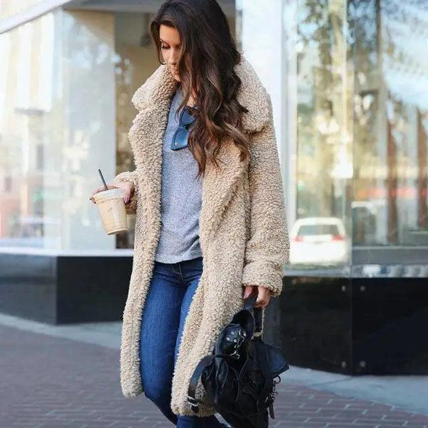 Luxurious Autumn Winter Jacket Female Coat Solid Color Fleece Coats Casual Outerwear Warm Soft Cardigan Fur Jackets For Female Clothes