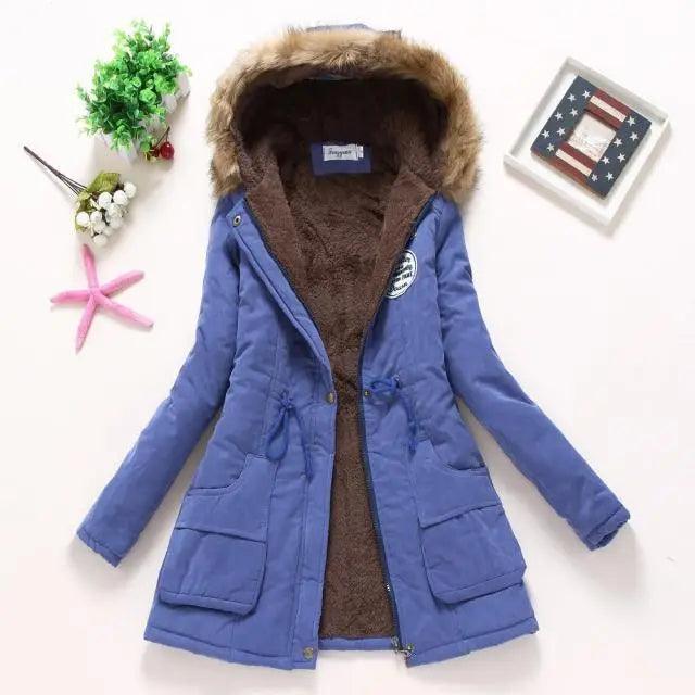 Luxurious Autumn Winter Women Cotton Jacket Padded Casual Slim Coat Emboridery Hooded Size 3XL Wadded Overcoat