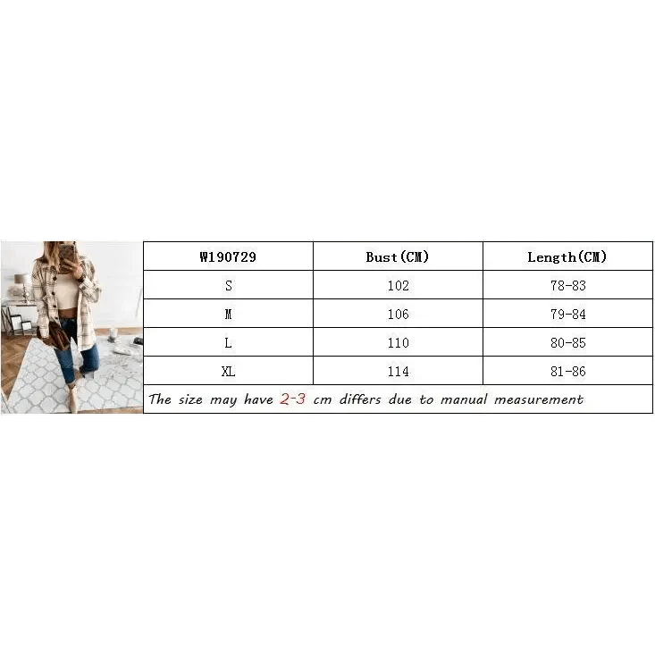 Luxurious Fashionable Women's Long Sleeve Plaid Shirt Coats Top Spring Autumn Casual Lapel Cardigan ,Jackets ,Outerwear,Streetwear