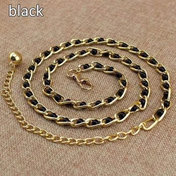 Luxurious Metal Adjustable Thin Strap Body Link Belts For Women Fashion Long Tassel Belly Metal Chain Waistbands For Women