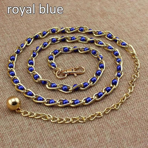 Luxurious Metal Adjustable Thin Strap Body Link Belts For Women Fashion Long Tassel Belly Metal Chain Waistbands For Women