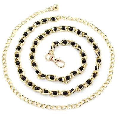 Luxurious Metal Adjustable Thin Strap Body Link Belts For Women Fashion Long Tassel Belly Metal Chain Waistbands For Women