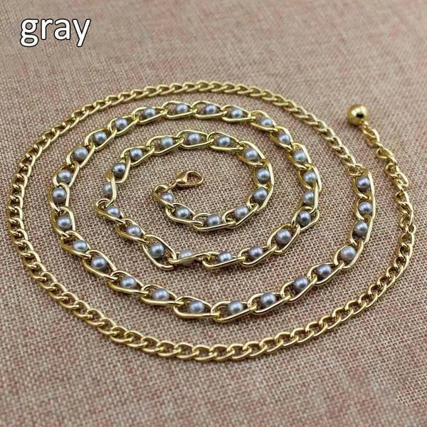 Luxurious Metal Adjustable Thin Strap Body Link Belts For Women Fashion Long Tassel Belly Metal Chain Waistbands For Women
