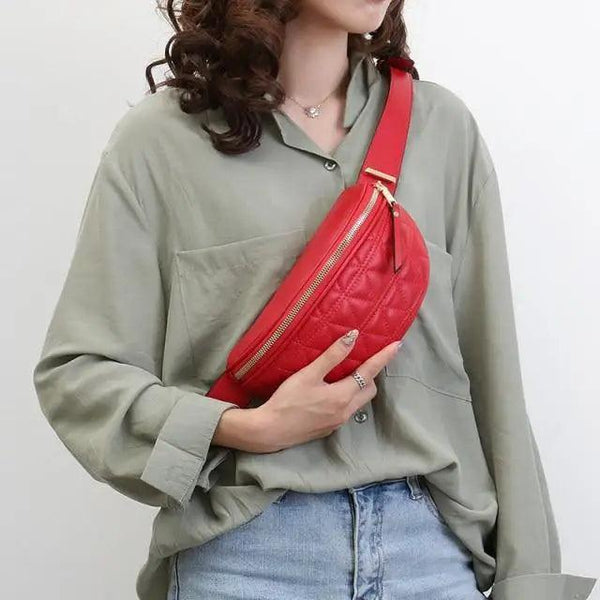 Luxurious Women PU Leather Waist Bags Waterproof Belt Bag Cross Body Fanny Pack Travel Bum Bag