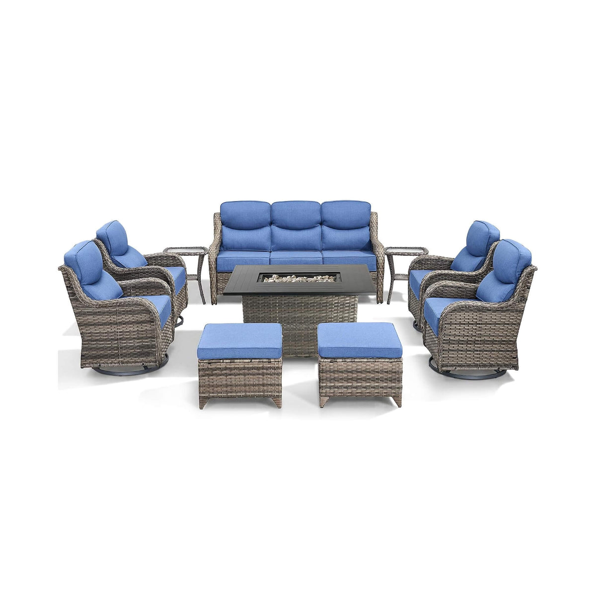 Luxury 10-Piece All-Weather Outdoor Patio Furniture Set With Fire Pit Table (SAK39281)